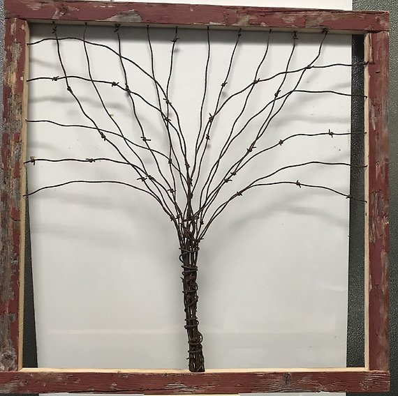 Rustic Barbed Wire Tree Wall Hanging