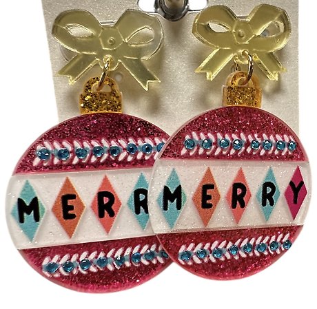 Christmas Bauble Acrylic Earrings