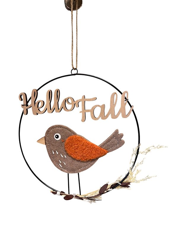Hello Fall Bird Wreath Hanger