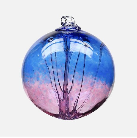 6&quot; Blown Glass Olde English Witch Ball - Cobalt/Pink