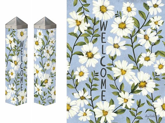 Periwinkle Daisies 20 inch Art Pole