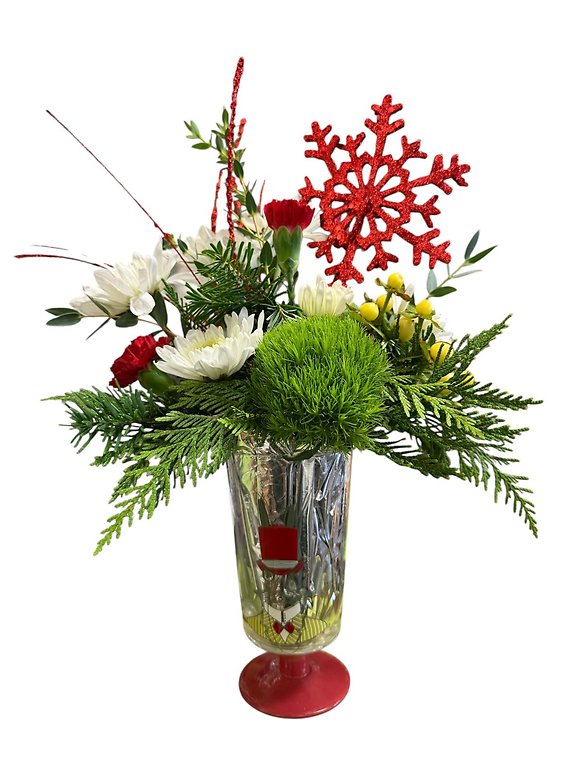 Footed Glass Filled with Flowers