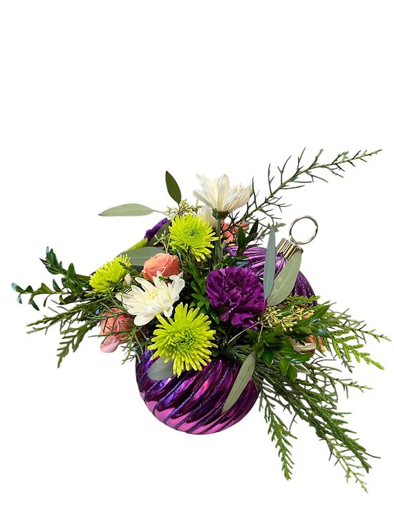 Flower Filled Purple Ornament Ball