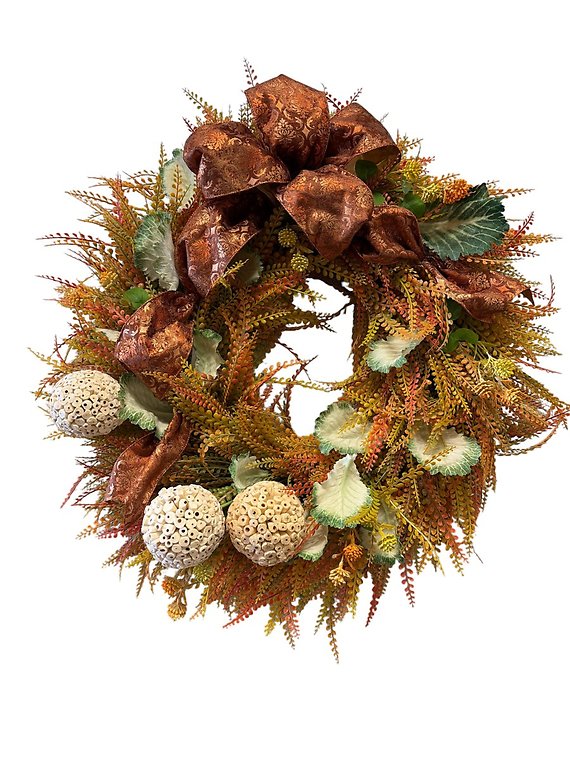 Fabulous Permanent Botanical Fall Beaded Grass Wreath