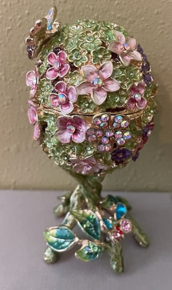 Ciel Collectable Floral Egg with Butterfly Trinket Box