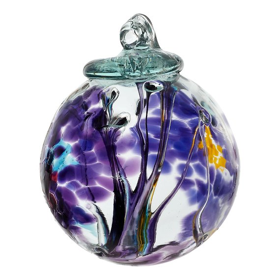 Hand Blown Glass 6&quot; Spirit Ball - Multi Purple