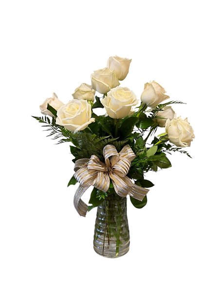 Dozen Premium White Rose Bouquet
