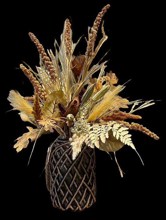 Rope Wrapped Vase with Permanent Botanicals