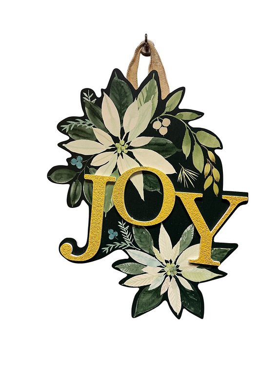 Joy Slim Door Hanger Wreath Alternative