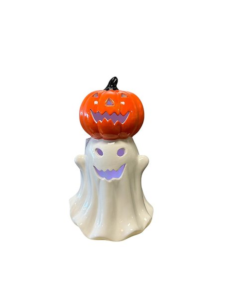 Color Changing Ceramic Ghost with Pumpkin