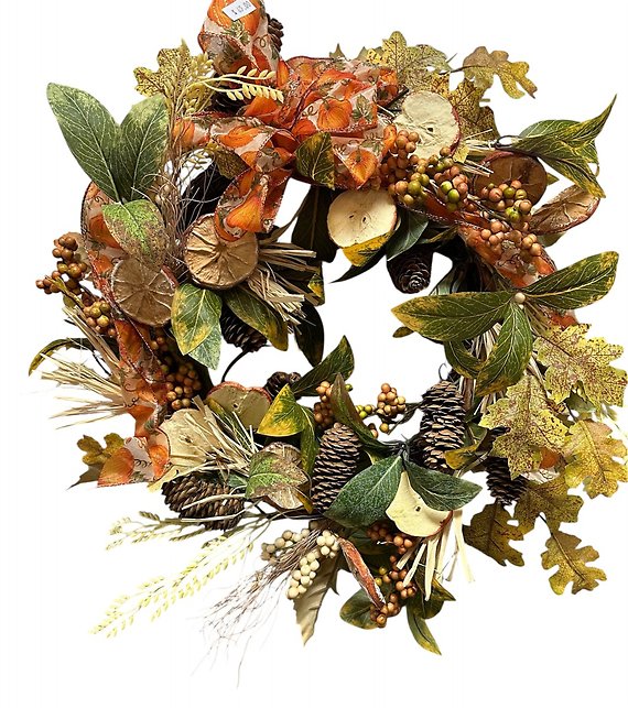 Fruit, Pine Cones and Leaves Fall Wreath