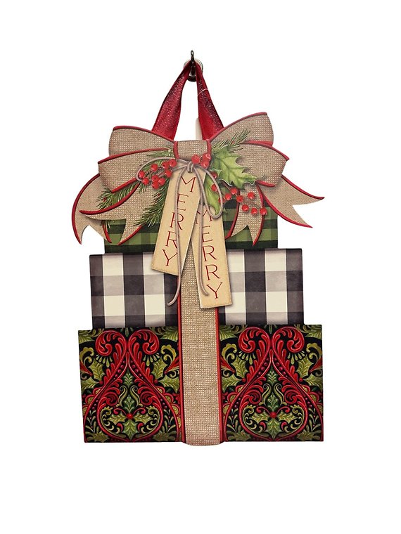 Pile of Presents Slim Door Hanger Wreath Alternative