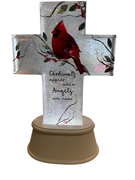 Light Up Cross with Cardinal