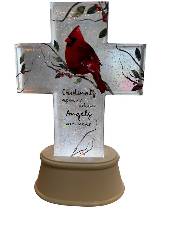 Light Up Cross with Cardinal