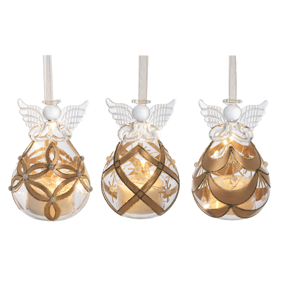 LED Glass Angel Ornament