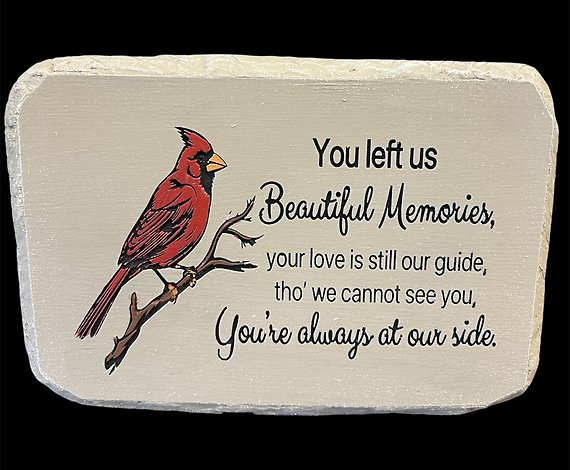 Cardinal Memorial Stone with Color