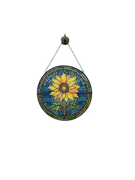 Round Glass Sunflower Sun Catcher
