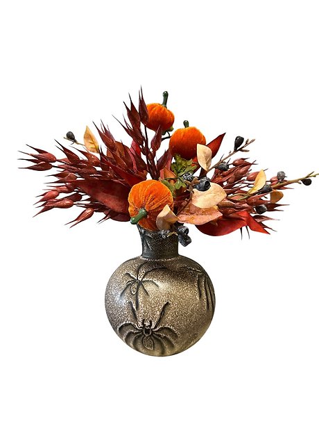 Spider Vase with Permanent Botanicals