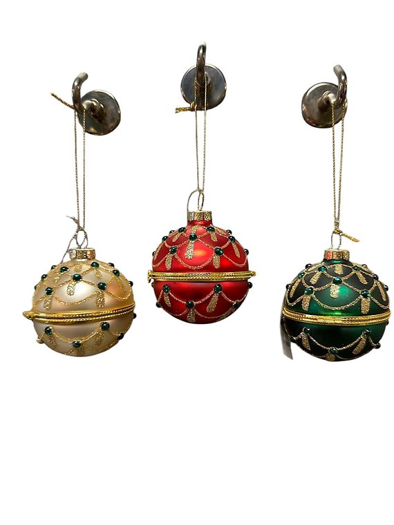 Glittered Hinged Ball Ornament
