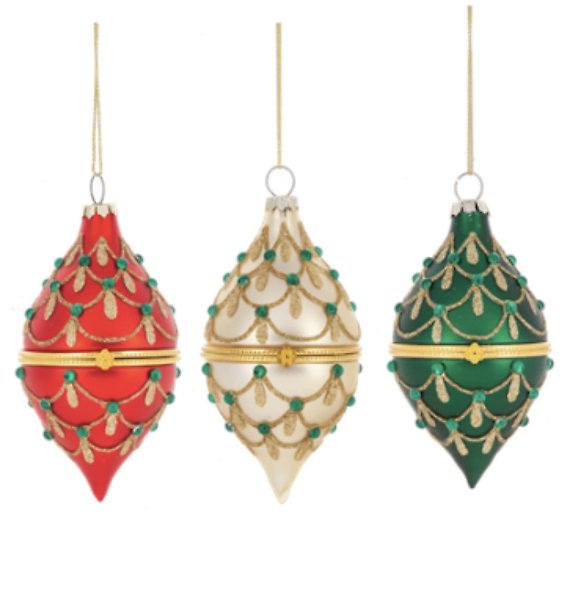 Glittered Hinge Drop Ornament