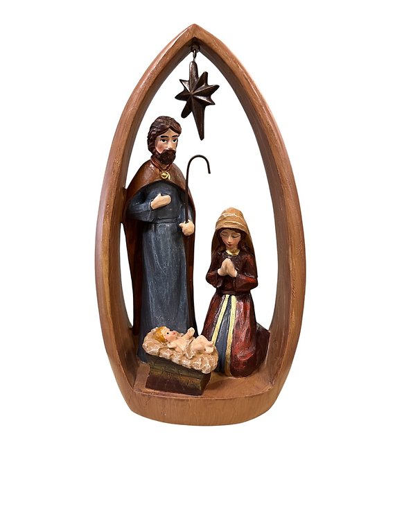 Painted Carved Resin Holy Family