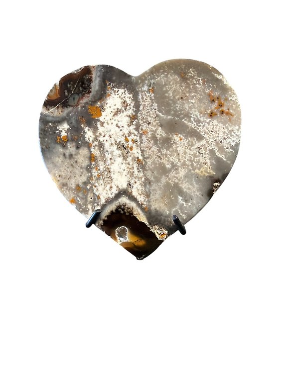 Brown Agate Heart on Metal Stand