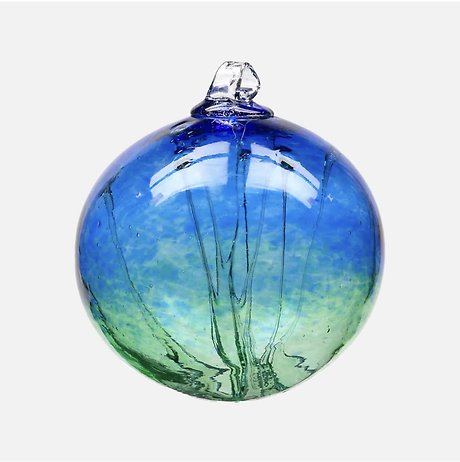 6&quot; Blown Glass Olde English Witch Ball - Cobalt/Green