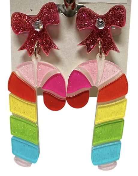 Candy Cane Acrylic Earrings