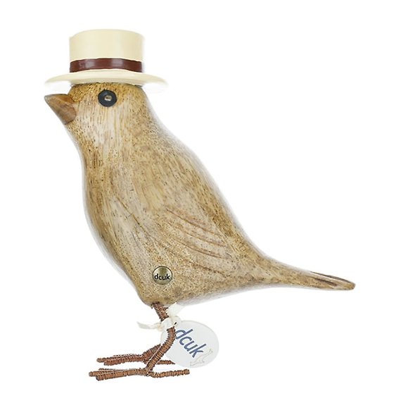 Dapper Garden Bird with Straw Hat