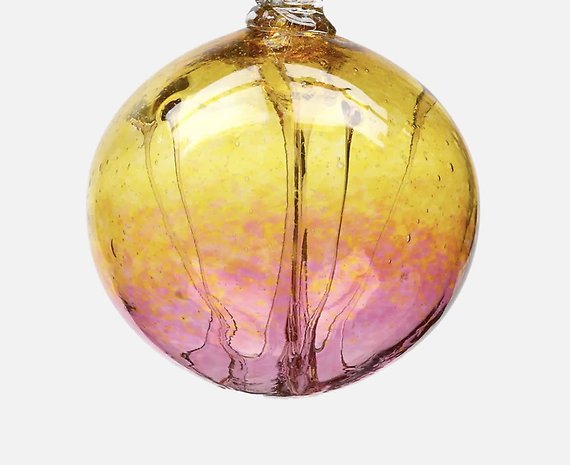 6&quot; Blown Glass Olde English Witch Ball - Gold and Cranberry