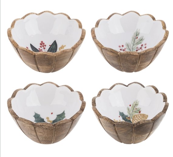 Mango Wood Botanical Bowl