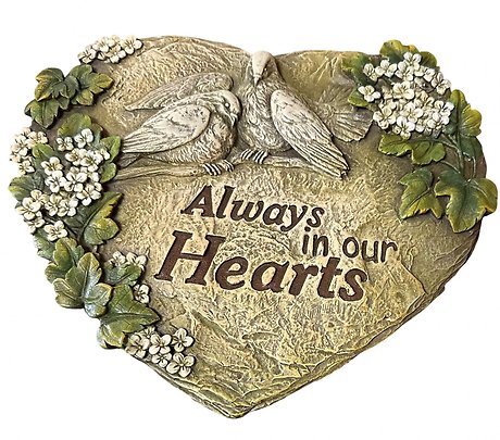 Heart Shaped Memorial Stone with Birds