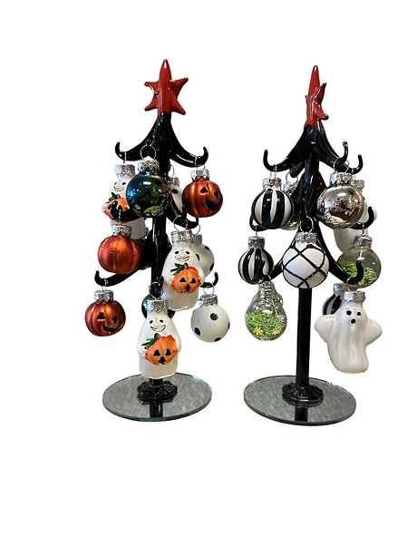 Halloween Glass Tree with Ornaments