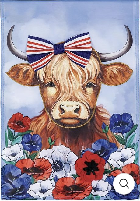 Patriotic Highland Cow Flag