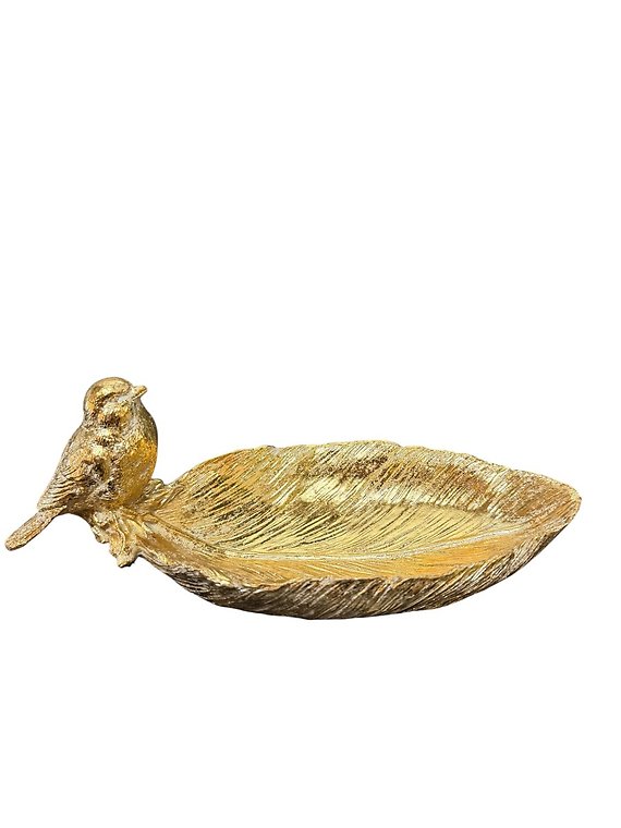 Gold Leaf Tray with Bird.